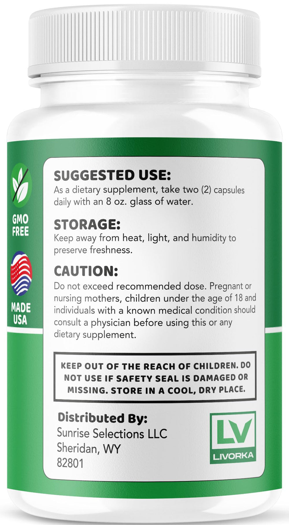 LIVORKA Lipoless USA-made label reinforces trusted manufacturing.