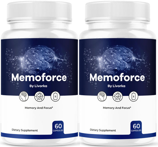 LIVORKA Memoforce bottle front showing premium brain supplement packaging for daily focus support