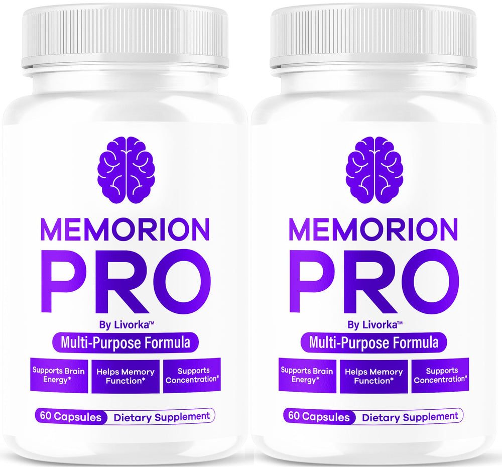 LIVORKA Memorion Pro bottle front with capsules for daily brain support.