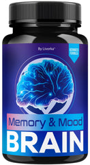 LIVORKA Memory Mood Brain bottle on a desk for daily cognitive support.