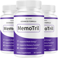 Livorka Memotril 3-pack bottle front shows daily brain support in premium packaging.