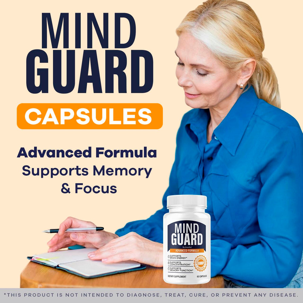 Close-up of LIVORKA Mind Guard capsules showing easy-to-swallow daily use.