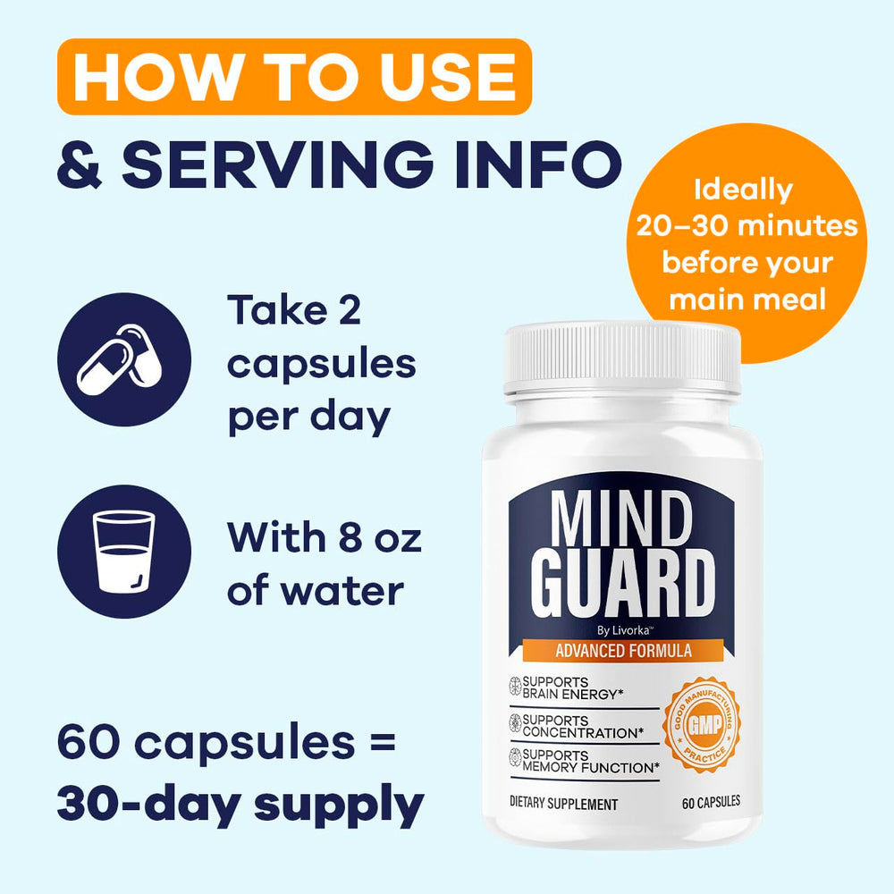LIVORKA Mind Guard packaging side view highlighting five-month supply.