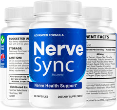 LIVORKA Nerve Sync capsules on white background present a clean, easily recognizable supplement.