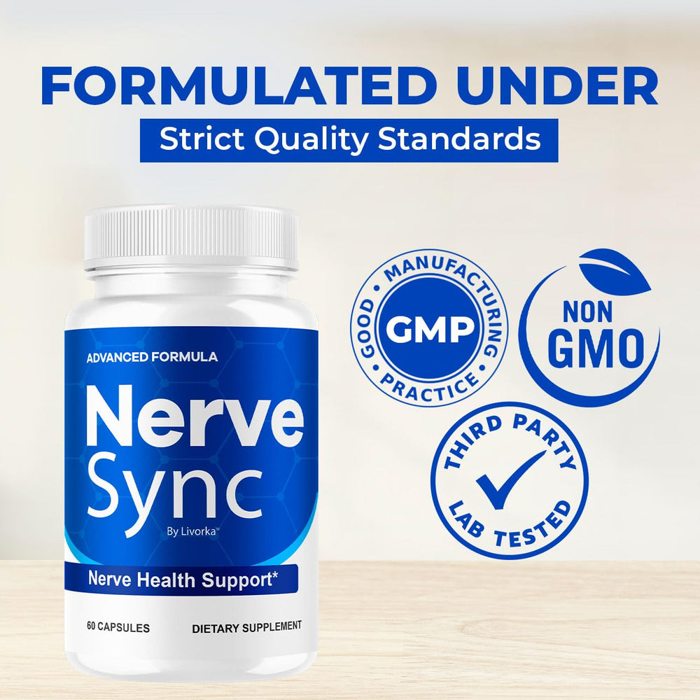 LIVORKA Nerve Sync serving size panel suggests a simple daily routine.