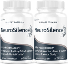 LIVORKA Neurosilence bottle front showing the 2‑month supply for ear health and focus