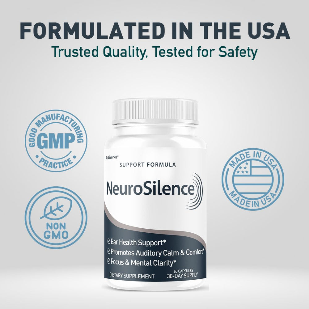 LIVORKA Neurosilence natural ingredients closeup highlights quality herbal blend.