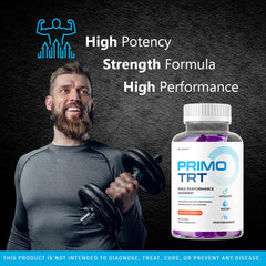 LIVORKA Primo TRT Gummies label closeup highlights natural ingredients.