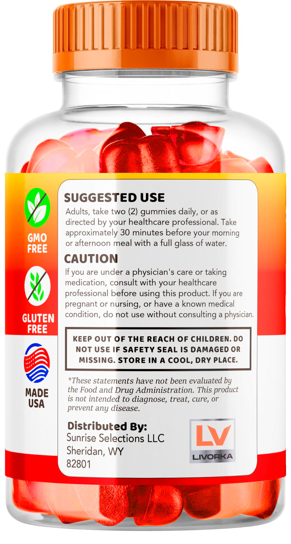 LIVORKA PureFuel Gummies ingredients and nutrition facts in view