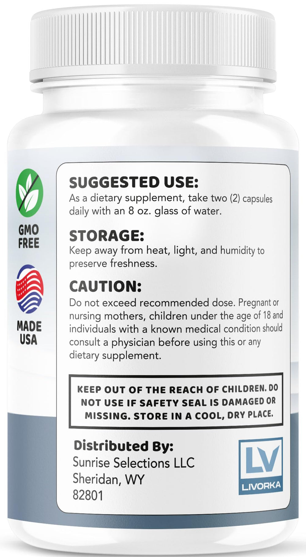 LIVORKA SonusZen capsules GMP-certified seal indicating high-quality production.