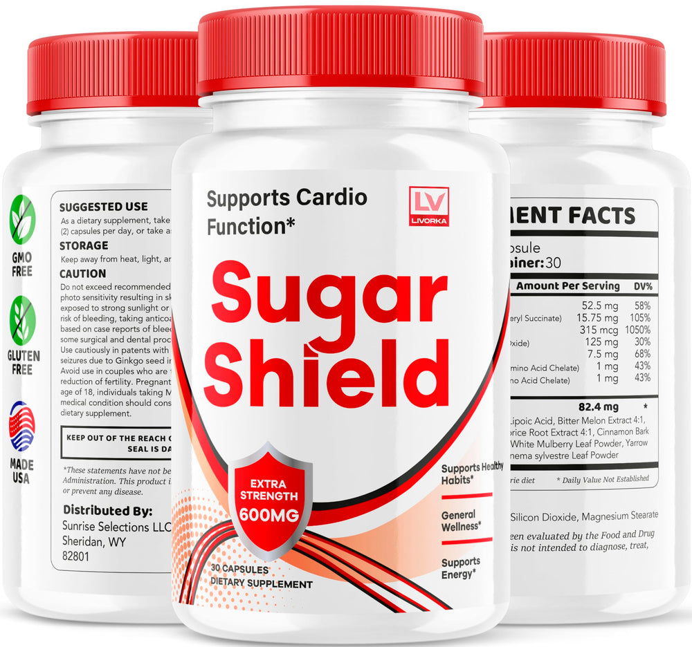 LIVORKA Sugar Shield lifestyle use on kitchen counter with glass of water