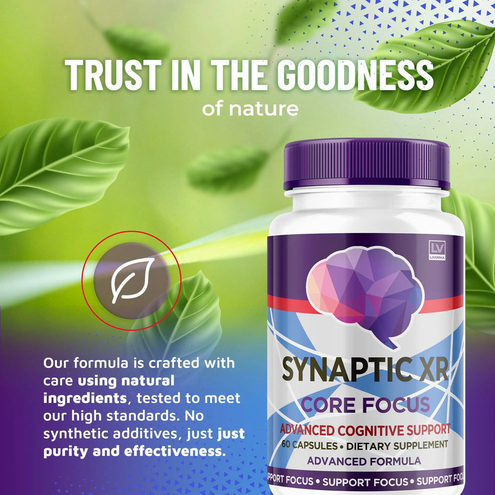 Synaptic XR capsules close-up highlighting smooth tablets for daily brain support