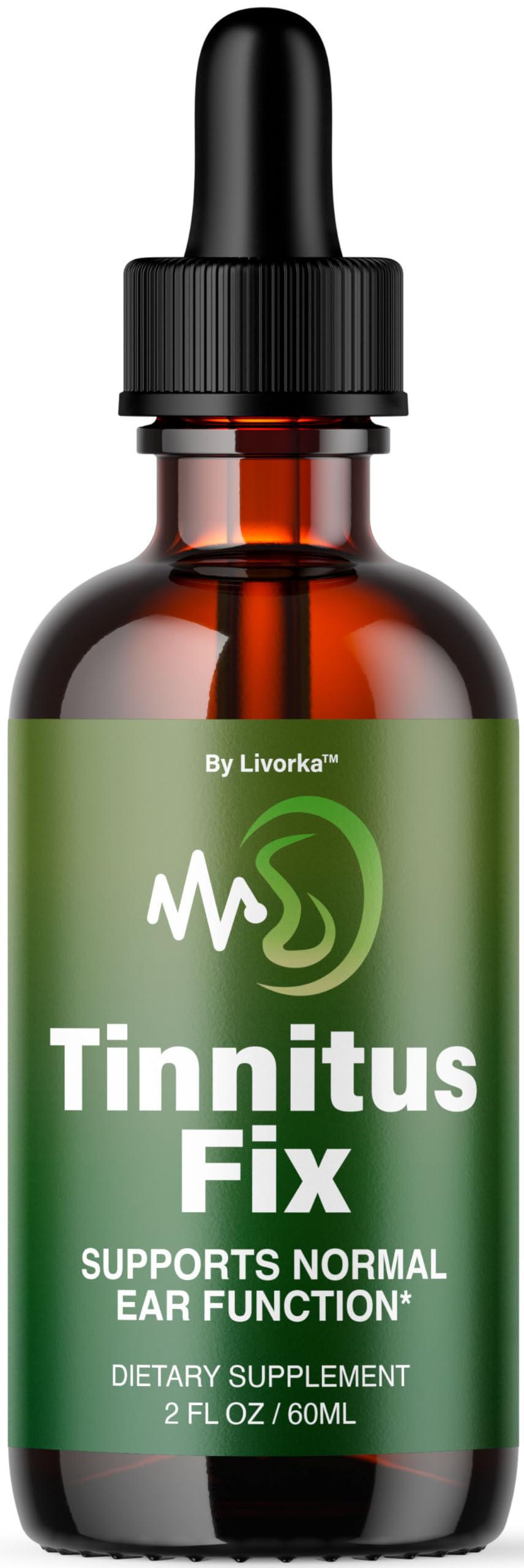 LIVORKA TinnitusFix Drops bottle shown for easy daily ear wellness routine.