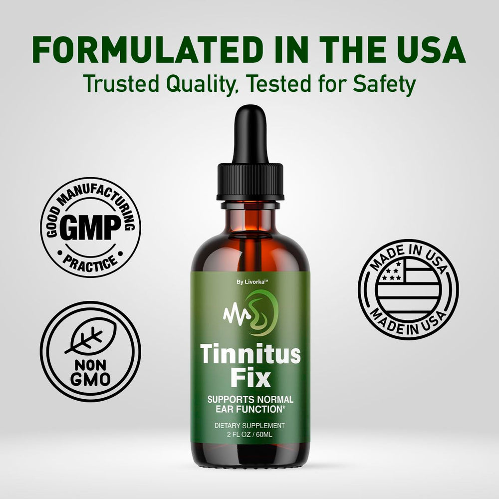 LIVORKA TinnitusFix Drops in use as part of a daily intake routine.