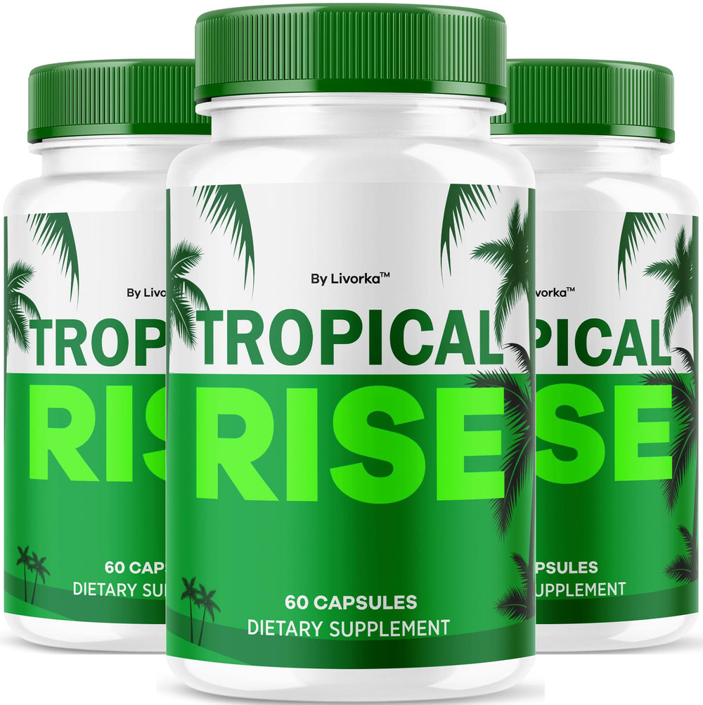 LIVORKA Tropical Rise for Men bottle front with 3-pack packaging for daily wellness.