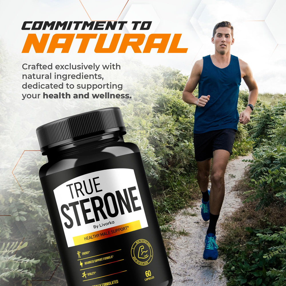 LIVORKA True Sterone label detail displaying product name and ingredients at a glance.