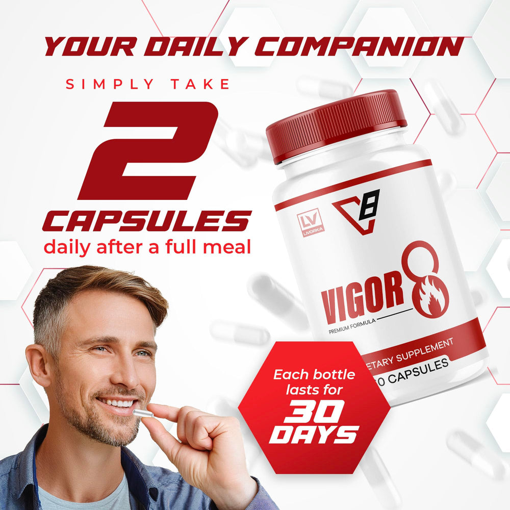 LIVORKA Vigor 8 for Men five-pack box showcasing extended supply option.