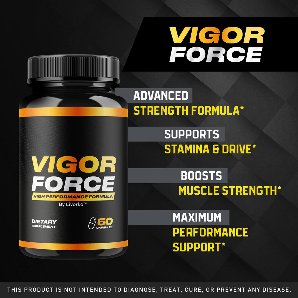 LIVORKA Vigor Force capsules closeup, ideal for everyday use.