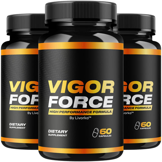 LIVORKA Vigor Force pills bottle front, convenient daily supplement for men.