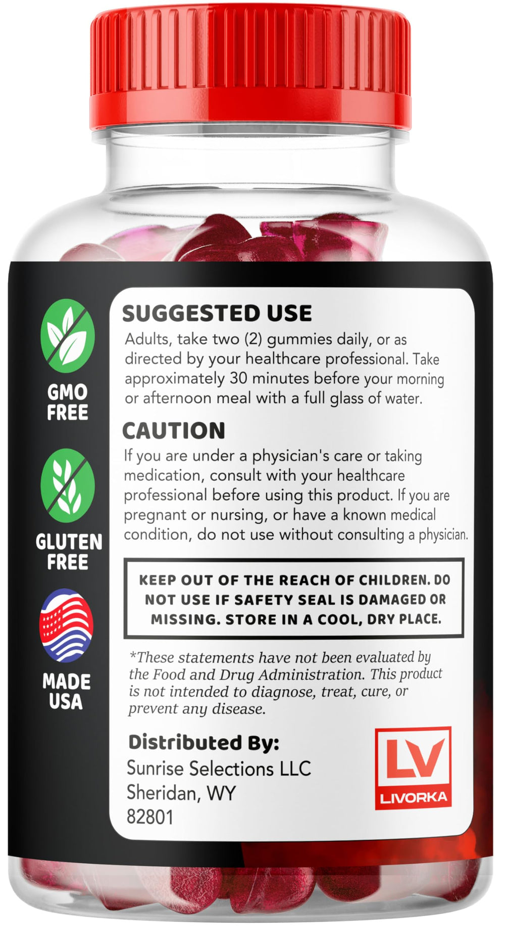 VigorBoost Gummies label showcases product details and quality indicators.
