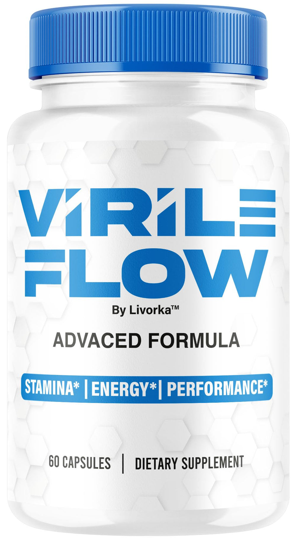 LIVORKA Virile Flow pills bottle on a clean surface suggests daily vitality support.