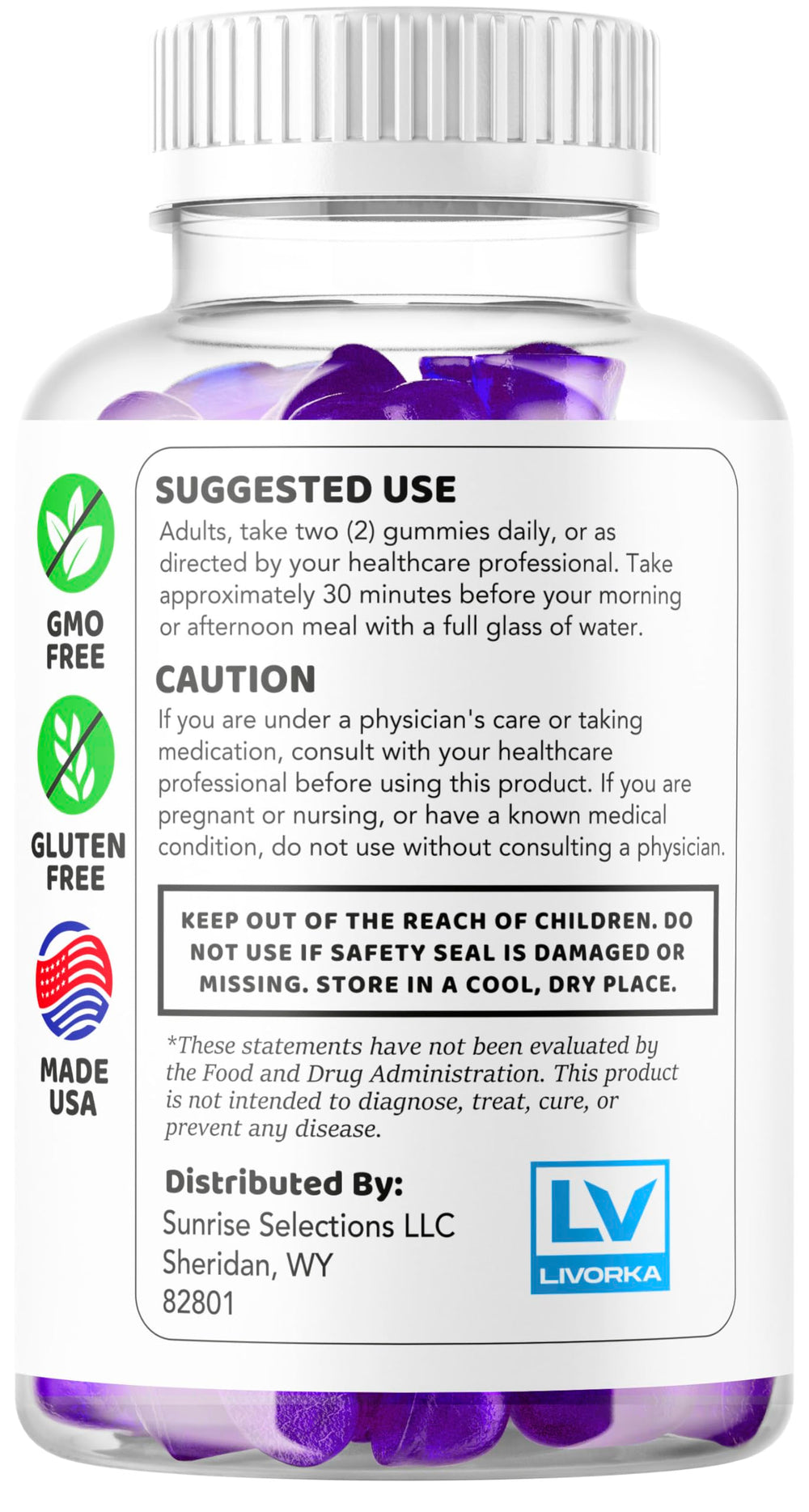 LIVORKA Vital Boost XL Gummies close-up texture shows chewable format