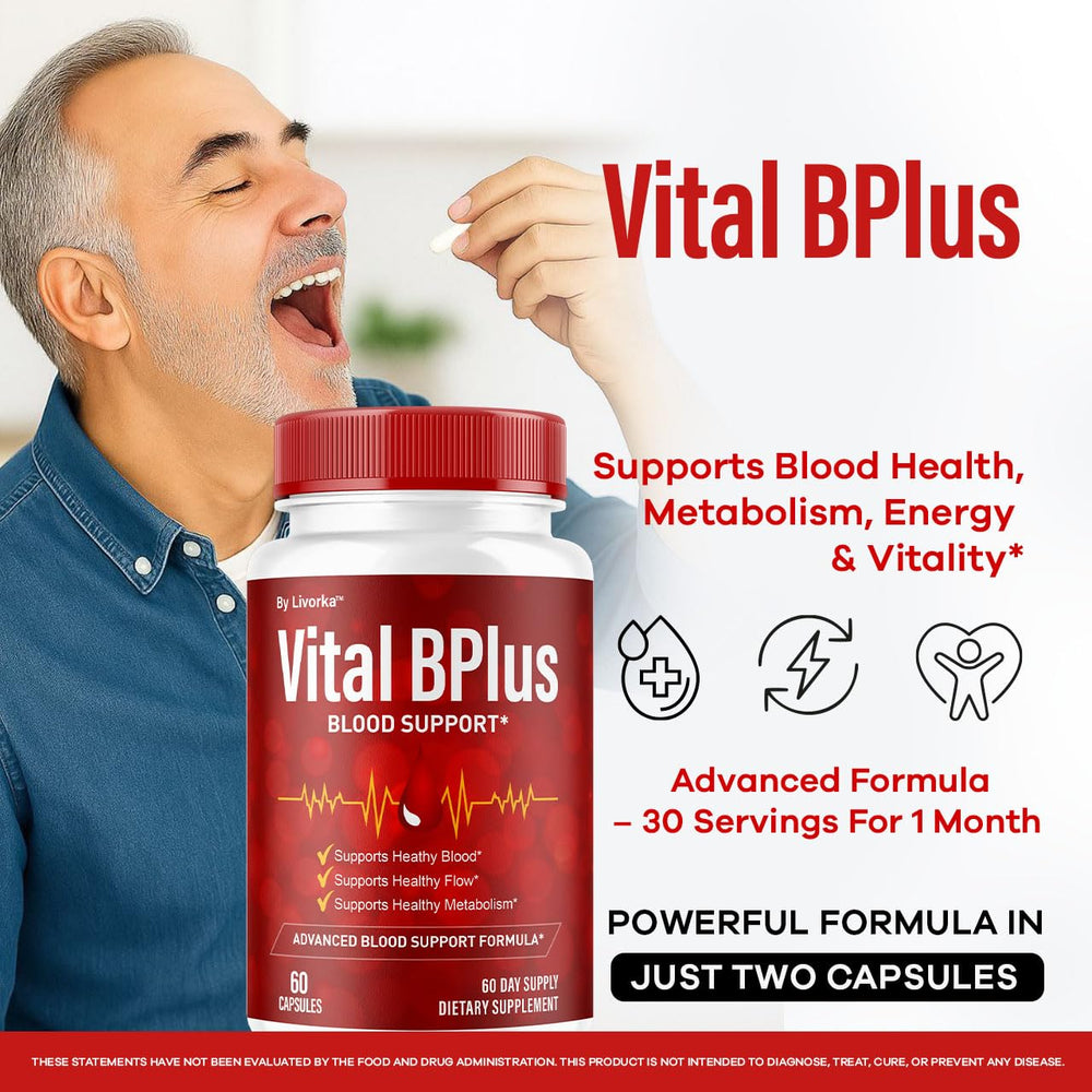 LIVORKA Vital BPlus bottle back shows label details and ingredient highlights.
