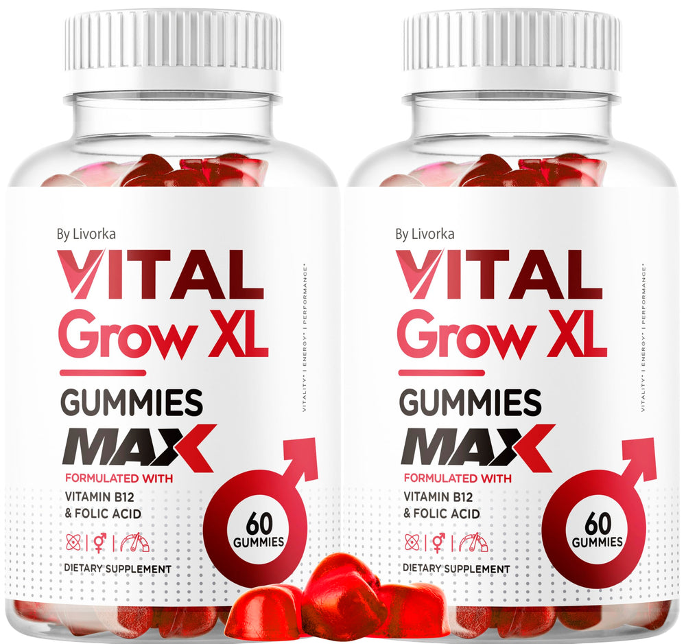 LIVORKA Vital Grow XL bottle close-up highlighting vegan, non-GMO energy support for men