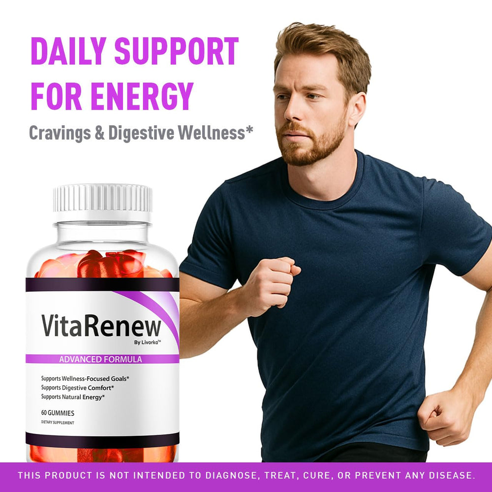 LIVORKA VitaRenew Gummies outside pack on white background, tasty daily supplement
