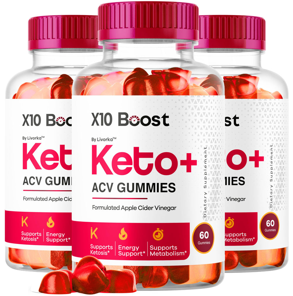 LIVORKA X10 Boost Keto ACV Gummies 3-Pack bottle view for daily routine.