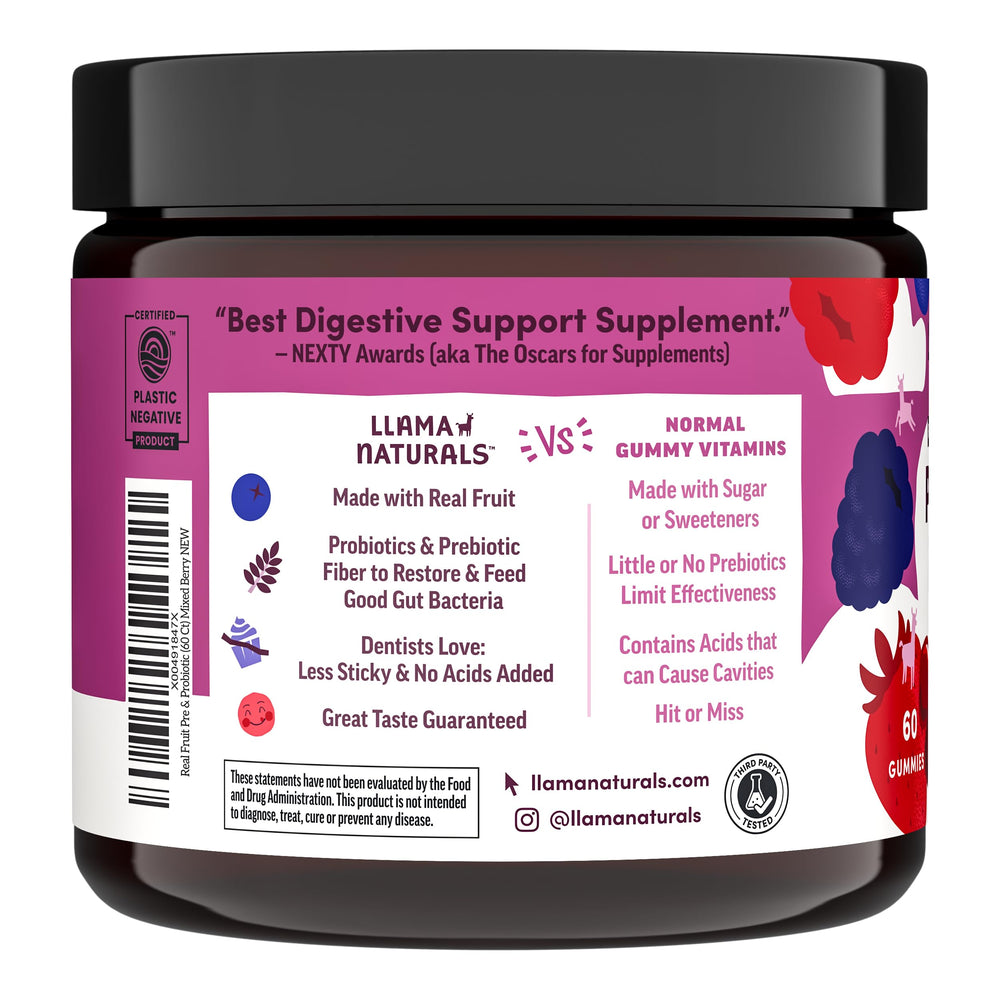 Llama Naturals dentist-friendly gummies shown in a serving cup
