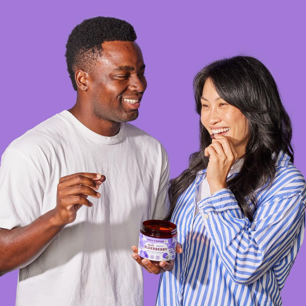 Llama Naturals elderberry gummies ingredients panel with organic components