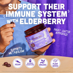 Llama Naturals Elderberry Gummies for Kids packaging, practical size for travel.