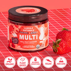Llama Naturals picky-eater chewable gummies highlight strawberry flavor