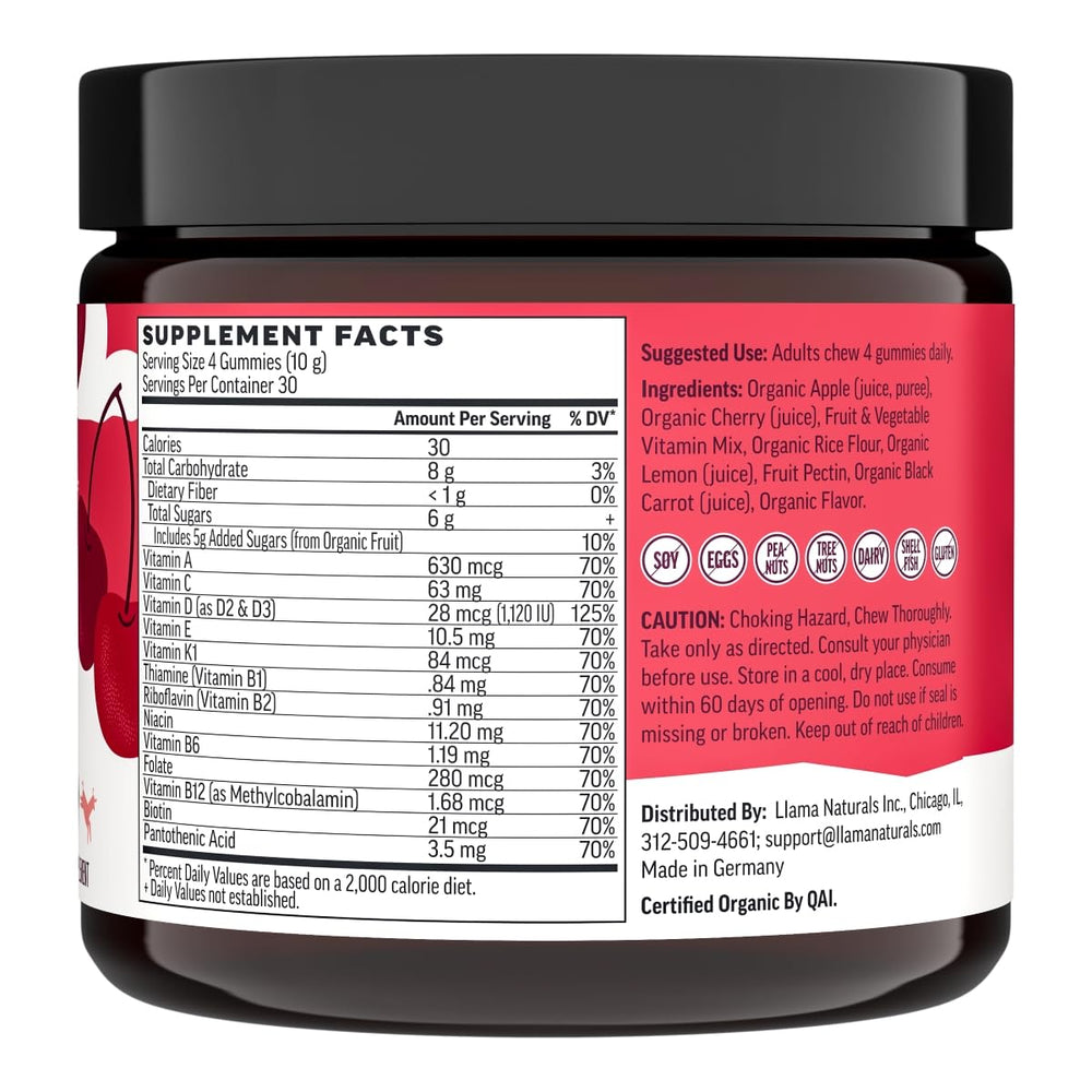 Vegan gummy form designed for adults seeking convenient nutrition.