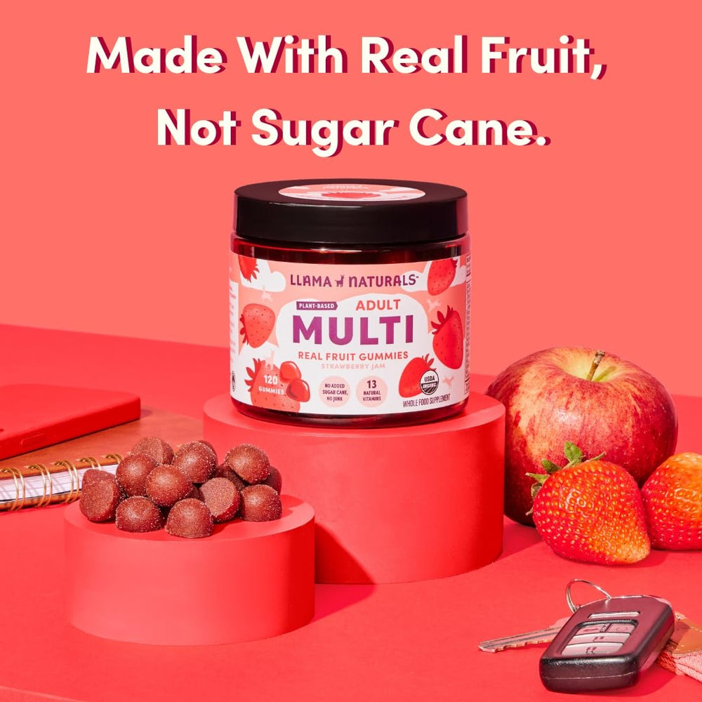 Llama Naturals multivitamin vegan organic fruit sources emphasis