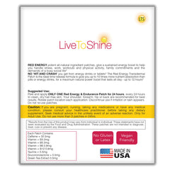 LLT Red Energy Patch USA label emphasizes quality and safety standards