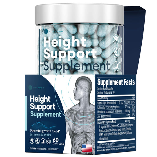 LM Lilynutramoon height bottle close-up highlighting calcium and vitamin D support