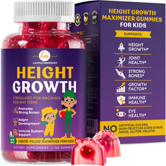 LM LILYNUTRAMOON height growth gummies bottle supports growing kids' bone health and energy