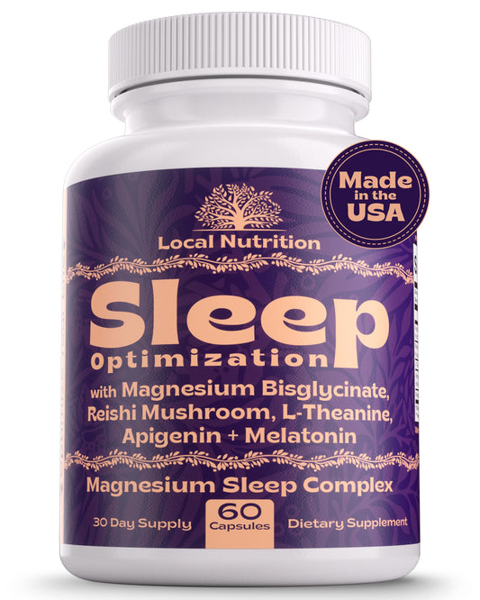 Local Nutrition Sleep Aid bottle closeup showing transparent ingredient amounts for informed use