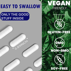Lofei capsules close-up shows vegan, non-GMO formulation for balanced nutrition.