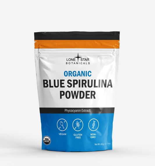 Lone Star Botanicals blue spirulina powder bottle for vibrant smoothies