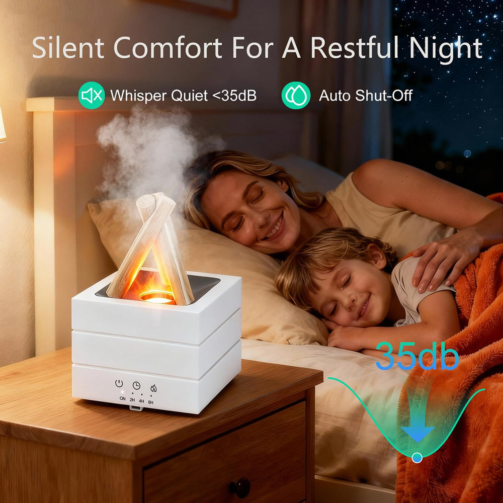 Longiang Campfire Diffuser humidifier adds moisture quietly.