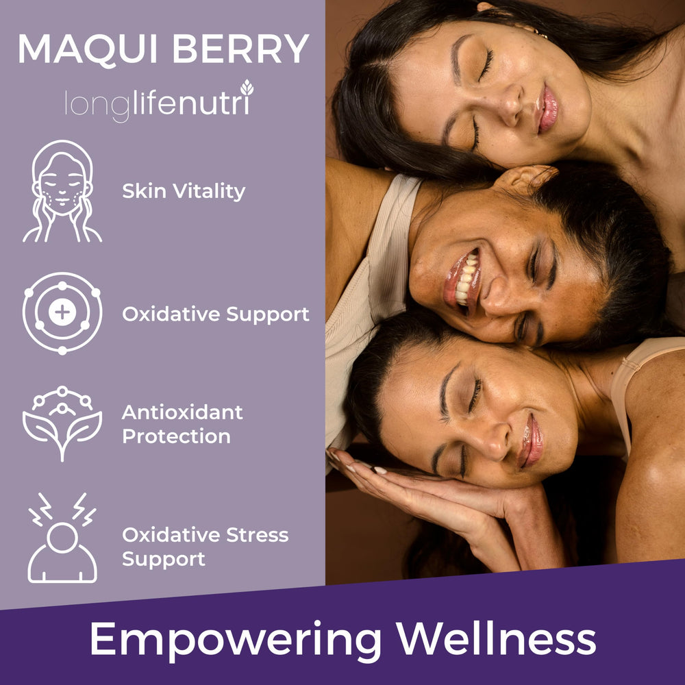 Lifestyle scene with LongLifeNutri Maqui Berry promoting daily antioxidant routine.