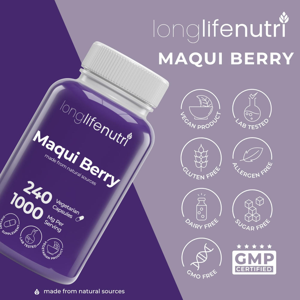 Factory setting showing GMP facility and quality control for LongLifeNutri Maqui Berry.