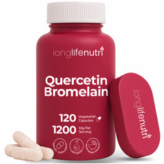 LongLifeNutri Quercetin with Bromelain bottle closeup for daily joint comfort