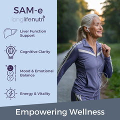 LongLifeNutri SAM-e 400mg label showing clean ingredients