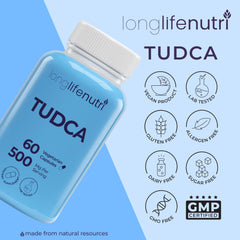 LongLifeNutri TUDCA bottle with glass of water — simple routine for wellness