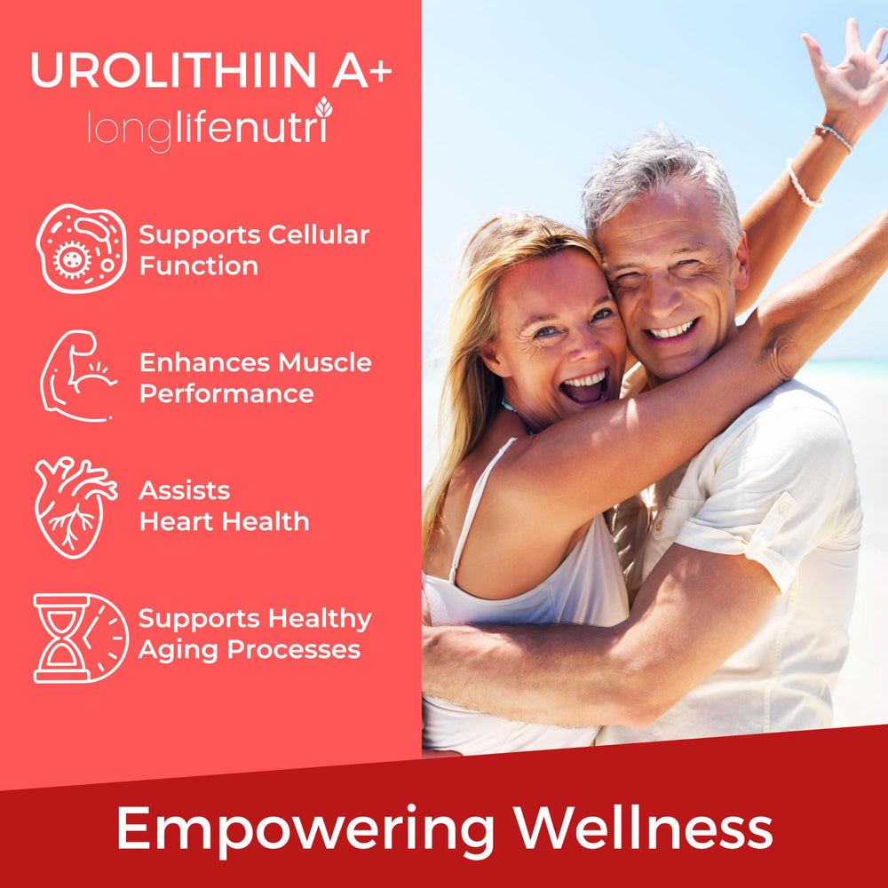 LongLifeNutri Urolithin A+ capsules close-up for easy daily supplementation