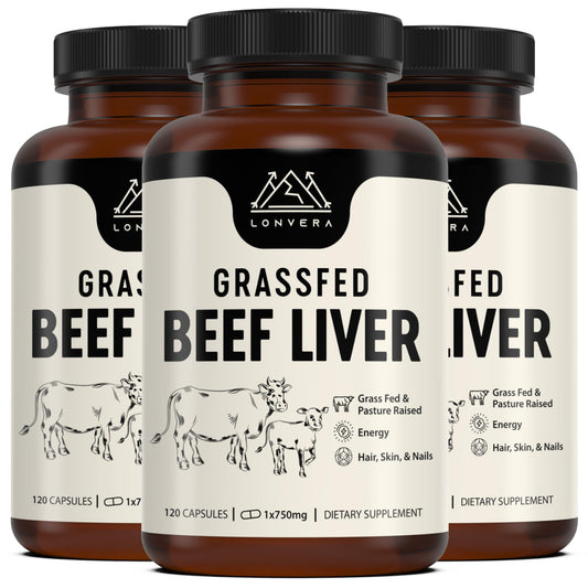 Lonvera grass-fed beef liver capsules bottle front for daily wellness